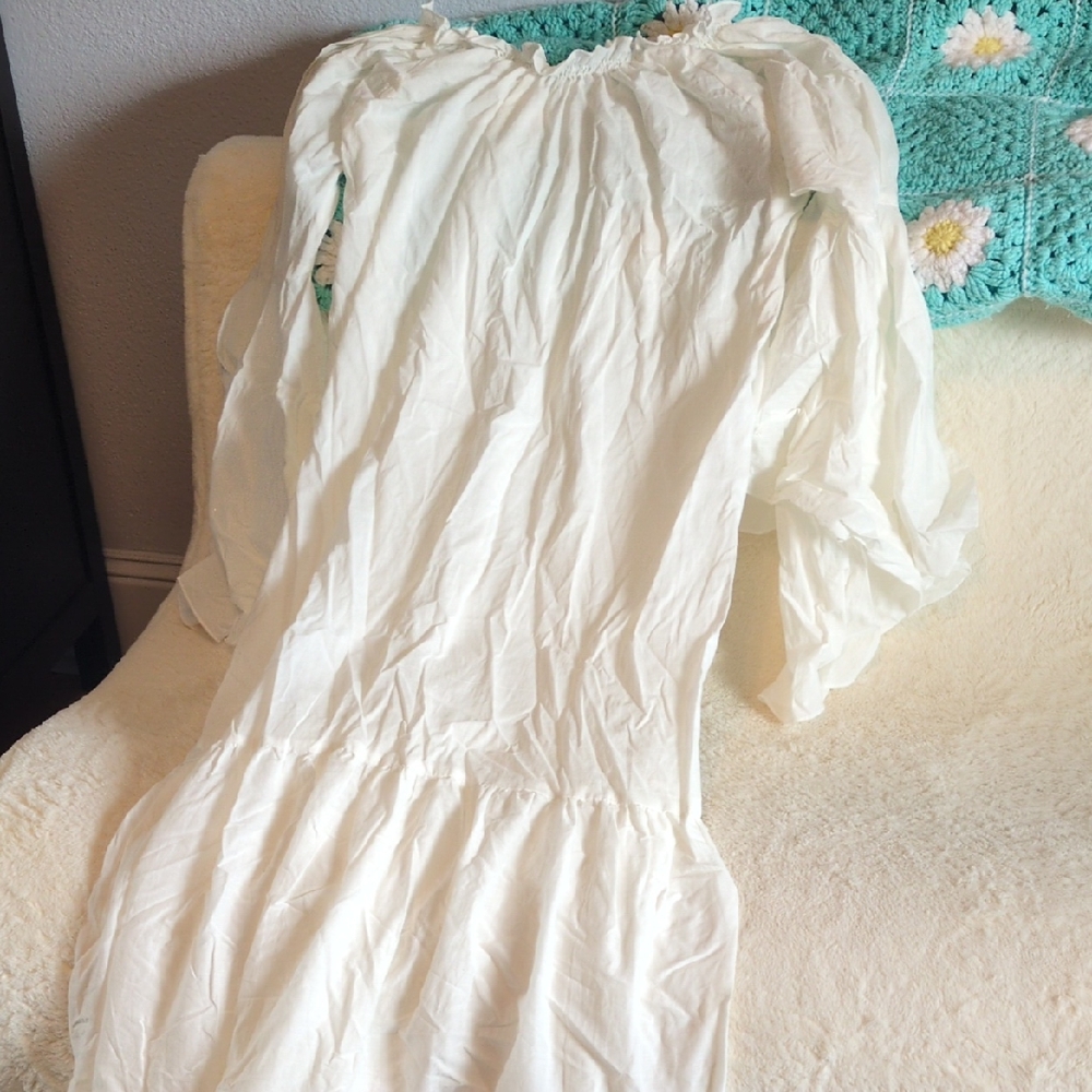 White Peasant-Style Maxi Dress
